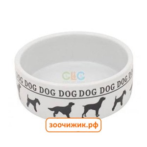 Миска (GLG) керамическая для собак белая с черным принтом, d=16 см