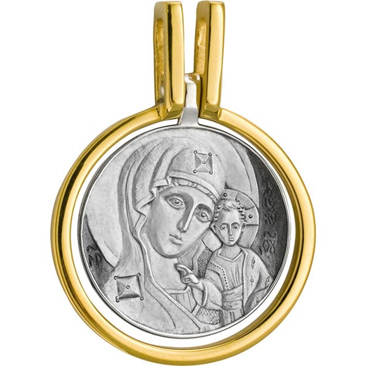 586 Образ Божией Матери «Казанская», круглый, серебро 925° с позолотой