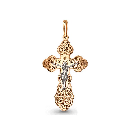 Крест золотой гравированный № 11402, золото 585°