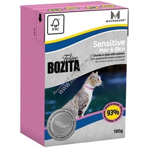 BOZITA Feline Funktion Hair & Skin Tetra Pak конс.190 г кус. в желе с лососем для здоровой кожи и шерсти