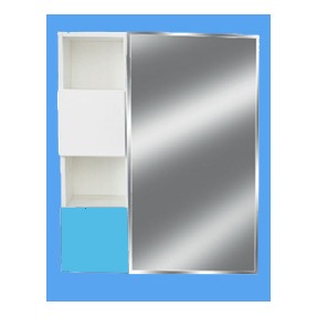 Шкаф зеркальный 60 ДОМИНО голубой+белый
