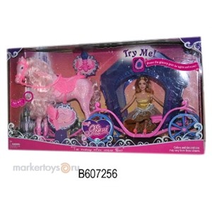 Карета 83142 для куклы, с лошадью и куклой в кор.