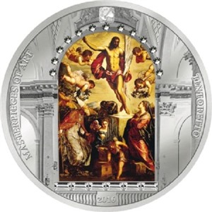 Воскресение Иисуса Тинторетто Пасха 3 унции Серебряная монета 20$ острова Кука 2016