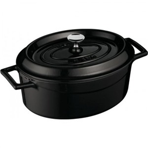  LAVA Литая чугунная утятница с крышкой LAVA BLACK 23x29см
