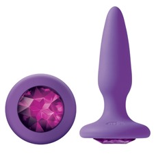 Фиолетовая анальная пробка с фиолетовым кристаллом Glams Mini Pink Gem - 8,4 см.
