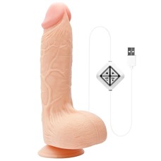 Телесный USB-вибратор BIGSTUFF DUAL MOTOR 9.5INCH - 24 см.