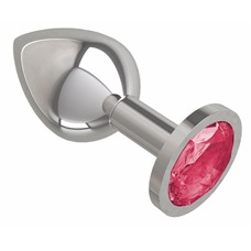Серебристая средняя пробка с малиновым кристаллом - 8,5 см.