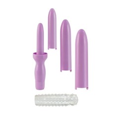 Вибромассажер Dilator Set Purple Dilator with 4 Sizes & Sleeve с насадками, 17.2 см