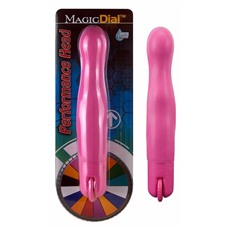 Розовый вибромассажёр с поворотным колёсиком Magic Dial - 19,5 см.