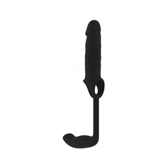Чёрная насадка с анальным стимулятором Stretchy Penis Exten and Plug No.34