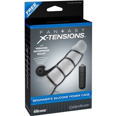 Чёрная вибронасадка  Beginners Silicone Power Cage - 12 см.