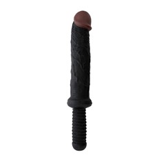 Чёрный фаллоимитатор-гигант с рукоятью BIGSTUFF DONG WITH HANDLE 10INCH - 25 см.
