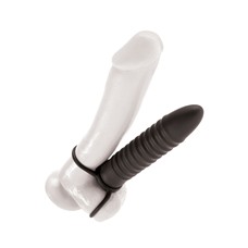 Рельефная насадка на пенис для двойной стимуляции Ribbed Double Trouble - 16,5 см.
