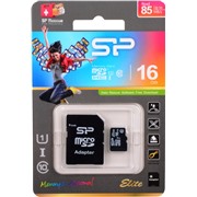 Карта памяти MicroSDHC 16 Gb Silicon Power class 10 85Mb/s Elite /UHS-I R/W 85/15 Mb/s / SP016GBSTHBU1V10SP
