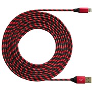 Кабель DF cZebra-01 USB-C (red/black) 3 м, 1A (нейлоновая оплетка)