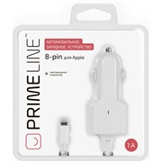 Авто З/У Prime Line (2201) Apple 8-pin 1A белый витой кабель