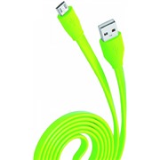 Кабель OLMIO (038701) micro USB зеленый, 1 м, 2.1 A плоский
