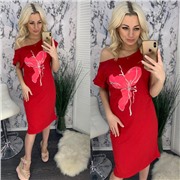 Платье SIZE PLUS розовый цветок red IN