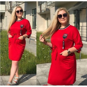Платье SIZE PLUS лайт PP red  DH70