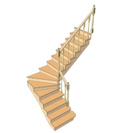 №2.1.2.4. Лестница с поворотом на 90 градусов, с забежными и прямыми ступенями, интернет-магазин Sportcoast.ru