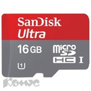 Карта памяти SanDisk Ultra microSDHC 16GB Class10(SDSDQUI-016G-U46)+адап