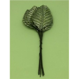 Листочки декоративные 3,8см х 6см. Цвет: 3 green (зеленый). Упак 12 листочков.