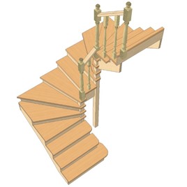 №3.1.8.3. Лестница с разворотом на 180 градусов, с забежными ступенями, интернет-магазин Sportcoast.ru