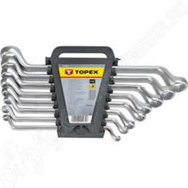 Ключи накидные изогнутые, 6 - 22 мм, набор 8 шт, TOPEX, 35D856