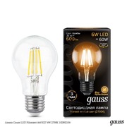 Gauss Лампа Gauss LED Filament A60 E27 6W 2700К 102802106