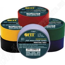 Изолента PVC 19 мм х 0,13 мм х 3 м (6 шт., цветная), FIT, 11027