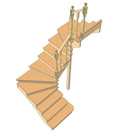 №3.1.6.3. Лестница с разворотом на 180 градусов, с забежными ступенями, интернет-магазин Sportcoast.ru