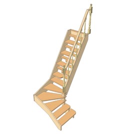№2.2.2. Лестница с поворотом на 90 градусов, с забежными ступенями и ступенями "утиный шаг", интернет-магазин Sportcoast.ru
