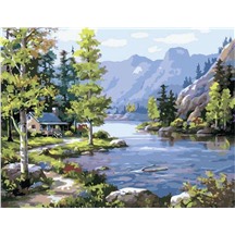 Картина для рисования по номерам "Домик у озера" арт. GX 3565 m