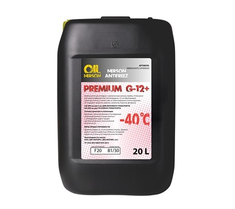Антифриз Nerson Premium G-12+ -40℃ красный (20л.)