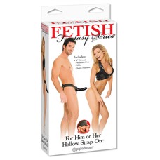 Полый страпон унисекс черного цвета For Him or Her ​Hollow Strap-On - 15 см.