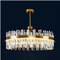 Золотая люстра с граненым стеклом на штанге "Корона"